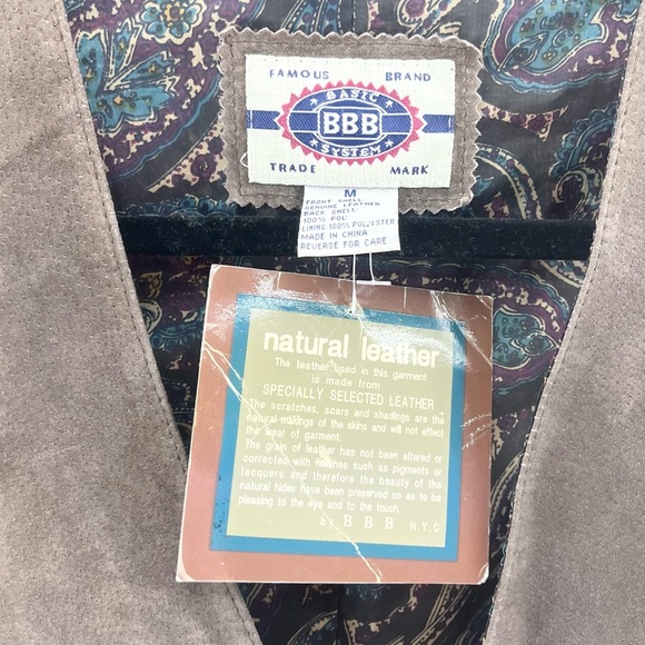 Vintage NWT BBB 100% Genuine Brown Suede Leather Vest Medium - Picture 5 of 6